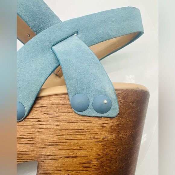 New! SAM EDELMAN Women's Josefine Platform Heeled Sandal Sky Blue - Picture 10 of 15
